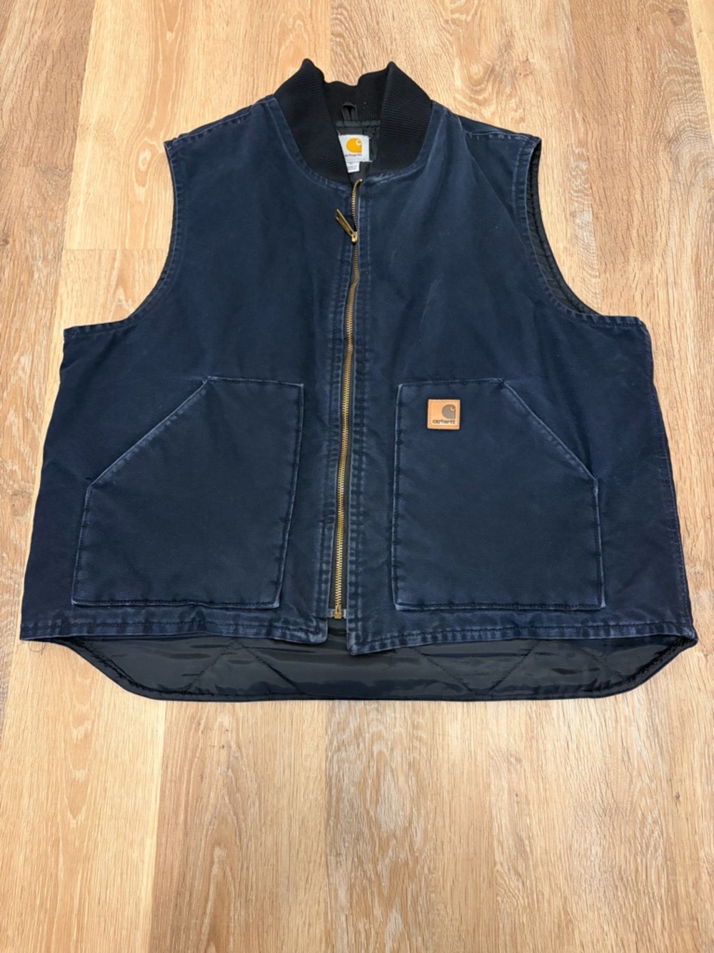Carhartt V02 MDT Sandstone Duck Vest Midnight Navy Quilt Lined Canvas XL